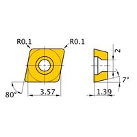 三菱マテリアル ポジ7°G級 80°ひし形インサート 仕上げ切削用 CCGT03S101ML-F:MS6015 1セット(10個)（直送品）