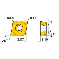 三菱マテリアル ポジ7°G級 80°ひし形インサート 仕上げ切削用 CCGT03S104ML-F:MS6015 1セット(10個)（直送品）