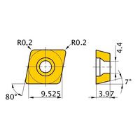 三菱マテリアル ポジ7°G級 80°ひし形インサート 中切削用 CCGT09T302ML-SN:MS6015 1セット(10個)（直送品）