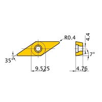 三菱マテリアル ポジ7°M級 35°ひし形インサート 軽切削用 VCMT160404-LP:NX2525 1セット(10個)（直送品）