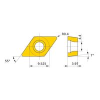三菱マテリアル ポジ7°M級 55°ひし形インサート 中切削用 DCMT11T304-MS:MP9005 1セット(10個)（直送品）