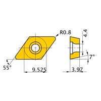 三菱マテリアル ポジ7°M級 55°ひし形インサート 中切削用 DCMT11T312-MS:MT9005 1セット(10個)（直送品）