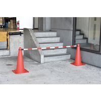 日本緑十字社 トラ柄コーンバー 白/赤 コーンバーF(大) 34mmΦ×2m 反射タイプ ABS樹脂製 122106 1本（直送品）