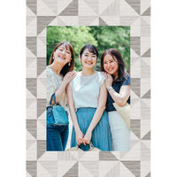 マッチングジャパン ウォールステッカー 写真立て フォトフレーム シール「幾何学ウッド/グレー」１セット(２枚本) CO-10046-AS2（直送品）