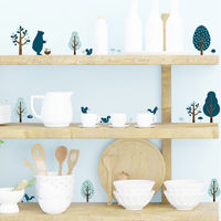 マッチングジャパン ウォールステッカー 手軽にDIY シールタイプ「森の収穫祭/ブルー」 CO-10085-AS 1枚（直送品）