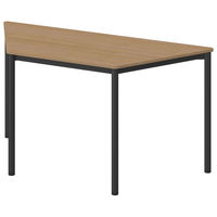 アスクル マルチワークテーブル 台形 幅1400×奥行600×高さ720mm ダークウッド天板・ブラック脚 1台  オリジナル