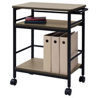 アスクル マルチワーク デスクサイドワゴン ダークウッド天板・ブラックフレーム 1台  オリジナル