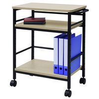 アスクル マルチワーク デスクサイドワゴン ライトウッド天板・ブラックフレーム 1台  オリジナル