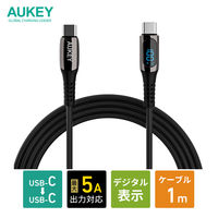 USBケーブル Type-C USB-C[オス]-USB-C[オス] 1m PD100W対応 デジタルディスプレイ付 AUKEY