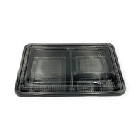 福助工業 弁当容器 LC新 LC-609黒 透明蓋付 600枚(50×12) 576212 1ケース(600枚入(50枚×12袋))（直送品）