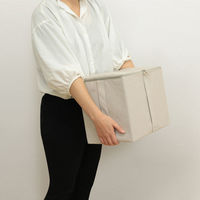 東洋ケース 収納ボックス 幅22×奥行33×高さ27cm S ストレリアカチオン 布 フタ付き ラック アイボリー 356457 1個（直送品）