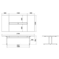 【組立設置込】サンテック クリエイティブワークテーブル2 ナチュラル 幅2700×奥行1330×高さ700mm 1台（4梱包）