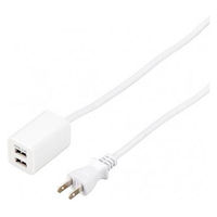 ヤザワコーポレーション コード付きUSBタップ 2ポート2.4A 2m ホワイト H72022UWH 1個