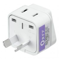 海外用変換プラグ Oタイプ 2個口コンセント付 HPU4 ヤザワコーポレーション（直送品）