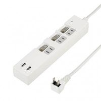 延長コード USB付 電源タップ AC×3個口 USB-A×2ポート スイッチ付 雷ガード付 2m ホワイト Y02KS532WH2U YAZAWA 1個