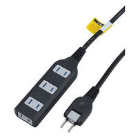 ヤザワコーポレーション 耐トラ付タップ 4個口 2m 黒 Y02S402BK 1個