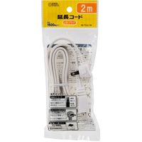 オーム電機 延長コード L型プラグ 2m HS-T12L1-W（直送品）