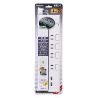 オーム電機 USBポート付 節電タップ 4個口 2m 白 HS-TU42P90W