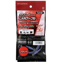 オーム電機 LANケーブル カテゴリー6 フラット 2m PC-N1064 1個