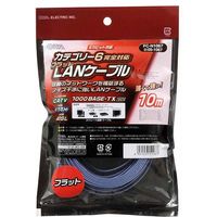 オーム電機 LANケーブル カテゴリー6 フラット 10m PC-N1067 1個
