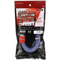 オーム電機 LANケーブル カテゴリー6 フラット 15m PC-N1068 1個