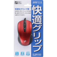 オーム電機 光学式マウス Mサイズ レッド PC-SMO1M-R 1個