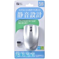 オーム電機 静音ワイヤレスマウス ブルーLED シルバー Mサイズ PC-SMWBMS33 S（直送品）