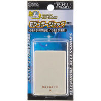 オーム電機 モジュラージャック アダプター 電話線 有線 コネクタ TP-3411 1個