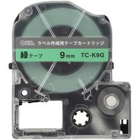 テプラPRO用　互換ラベル　テープカートリッジ　9mm　緑ラベル（黒文字）　TC-K9G　　オーム電機（直送品）