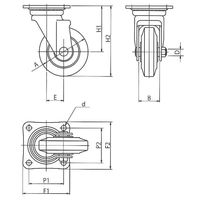 岡本工機 鋼板製キャスター 自在(J)金具付 SAJ75 1セット(4個)（直送品）