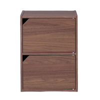 アイリスオーヤマ カラーボックス(モジュールボックス) 幅36.6×奥行29×高さ49.4cm 2段 収納棚 扉付 ウォールナット MDB-2D １台