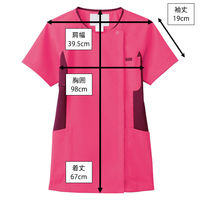 フォーク ジップアップスクラブチェリーピンク×バーガンディM 7014SC-13-M 1枚　スクラブ