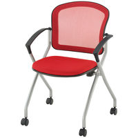 TOKIO メッシュネスティングチェア肘付 レッド 4脚 （123-7777）（取寄品）