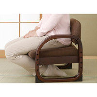 ファミリー・ライフ 天然木立ち座り楽ちん座椅子 ネイビー＆ブラウン 幅560×奥行410×高さ455mm 1セット（2脚入り）（直送品）