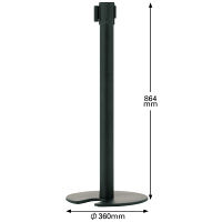 アスプルンド 自動ロック機能付きべルトポールパーティション スタッキング マットブラック（ブラックベルト） 1セット（4台（3梱包））