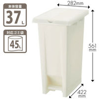 エコン ダストボックス ペダル2枚フタ 37L ゴミ箱 オフホワイト 1個 左右両開きフタ 連結タイプ 日本製 幅282×奥行422×高さ561mm