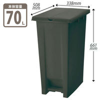 エコン ダストボックス ペダル2枚フタ 70L ゴミ箱 ブラウン 1個 左右両開き ペタル式フタ付 連結式 日本製 幅338×奥行508×高さ661mm