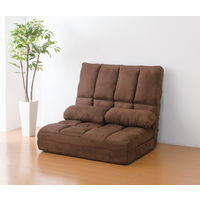 ファミリー・ライフ 高反発リクライニング ボリュームソファベッドHB ダブル ブラウン 幅1300×長さ750～1900×高さ115～750mm 1台（直送品）
