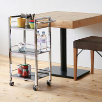 永井興産 ガラスワゴン3段 BK（ブラック）幅480×奥行265×高さ760mm　NK-5239　1台（直送品）