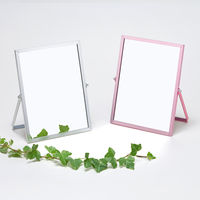 永井興産 アルミフレーム卓上ミラー スクエア（M）PI（ピンク）幅185×奥行10×高さ230mm　NK-247　1台（直送品）