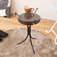 永井興産 ガラストップサイドテーブル DBR（ダークブラウン）幅300×奥行300×高さ485mm　NK-310　1台（直送品）