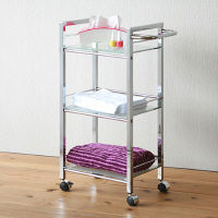 永井興産 ガラスワゴン3段 WH（ホワイト）幅480×奥行265×高さ760mm　NK-5239　1台（直送品）