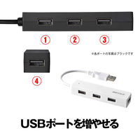 バッファロー USB2.0 バスパワー 4ポート ハブ ホワイト BSH4U050U2WH 1台（直送品）