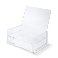 【まとめ買いセット】無印良品 重なるアクリルケース2段フタ付引出 大 約幅25.5×奥行17×高さ9.5cm 1箱（4個入） 良品計画