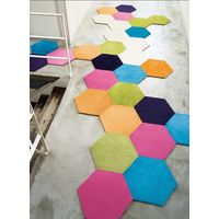 スミノエ RUGRUG ロッカク ホームタイルカーペット 防炎 防音 R-5003 幅430×長さ500mm ピンク 1セット（4枚入り）（直送品）