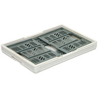 【折りたたみコンテナ】 エコン 折りたたみバスケット ハンドル付 ホワイト×グレー ＃38 1個