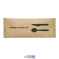 ストリックスデザイン 木製カトラリーセット 1セット（100パック：25組入×4パック）
