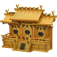 エイ・アイ・エス お神札が簡単に入る神棚 本ケヤキ 三社（長政）中（約）幅620×奥行260×高さ470mm 1台（直送品）