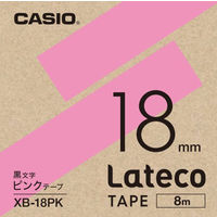 カシオ CASIO ラテコ 詰替え用テープ 幅18mm ピンクラベル 黒文字 8m巻 XB-18PK