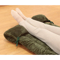 暖かミンクタッチボリュームごろ寝長座布団2色組 ベージュ+グリーン 幅650mm 奥行1750mm（直送品）